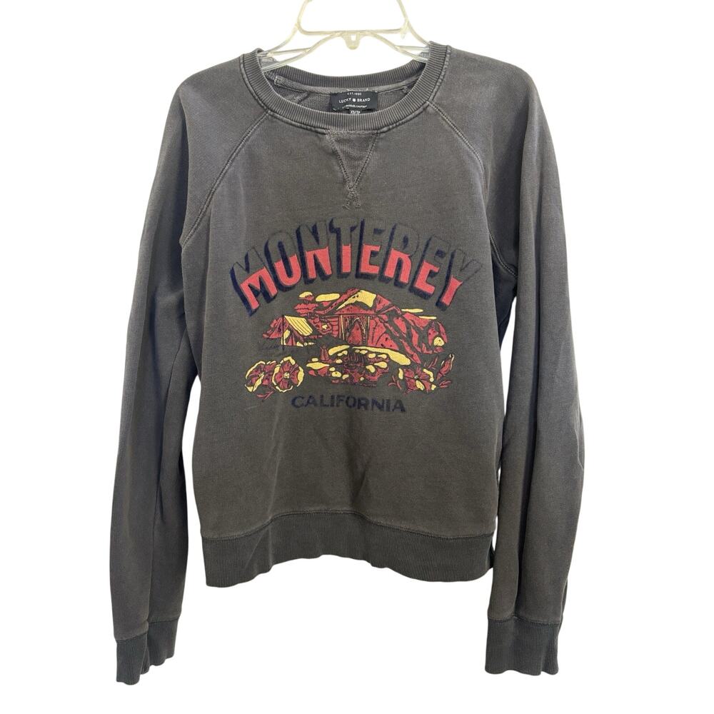 Lucky Brand Montery California Gray Crewneck Sweatshirt Size XS